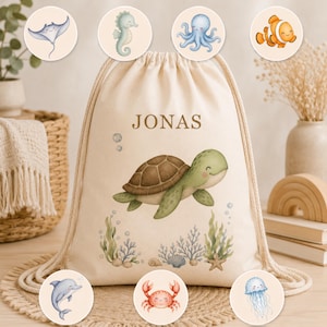 Personalisierter Turnbeutel Kinder mit Name, Geschenk für Junge Mädchen, Kindergarten Tasche, Rucksack Wechselkleidung, Beutel Wechselwäsche