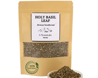 Organic Holy Basil Leaf: Dried Tulsi Herb, Culinary Grade With No additives or Preservatives
