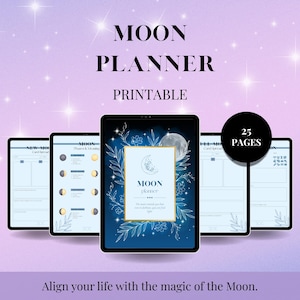 Moon Planner Journal, Lunar Phases Printable, Digital Astrology Manifestation Planner, Daily & Monthly Journal PDF