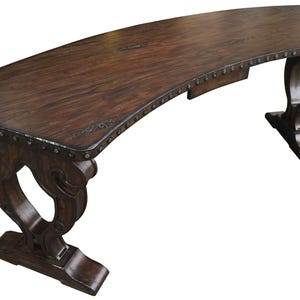 Lyre Desk, Rustic desk, Writing Desk with a drawer and nailhead