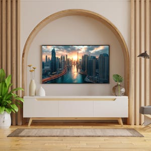 Dubai Skyline 4000x4000 Digital Art, Burj Khalifa Sunset Print, Dubai Creek Cityscape Wall Art, Instant Download UAE