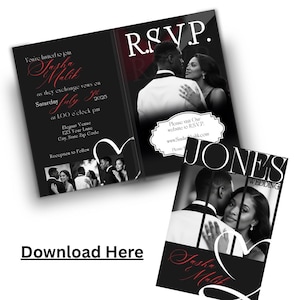 Elegant Mini Magazine wedding invitation, fully editable in Canva, Custom Multi-page Wedding booklet, B&W Marriage invite, 5x8.5&quot; resizable