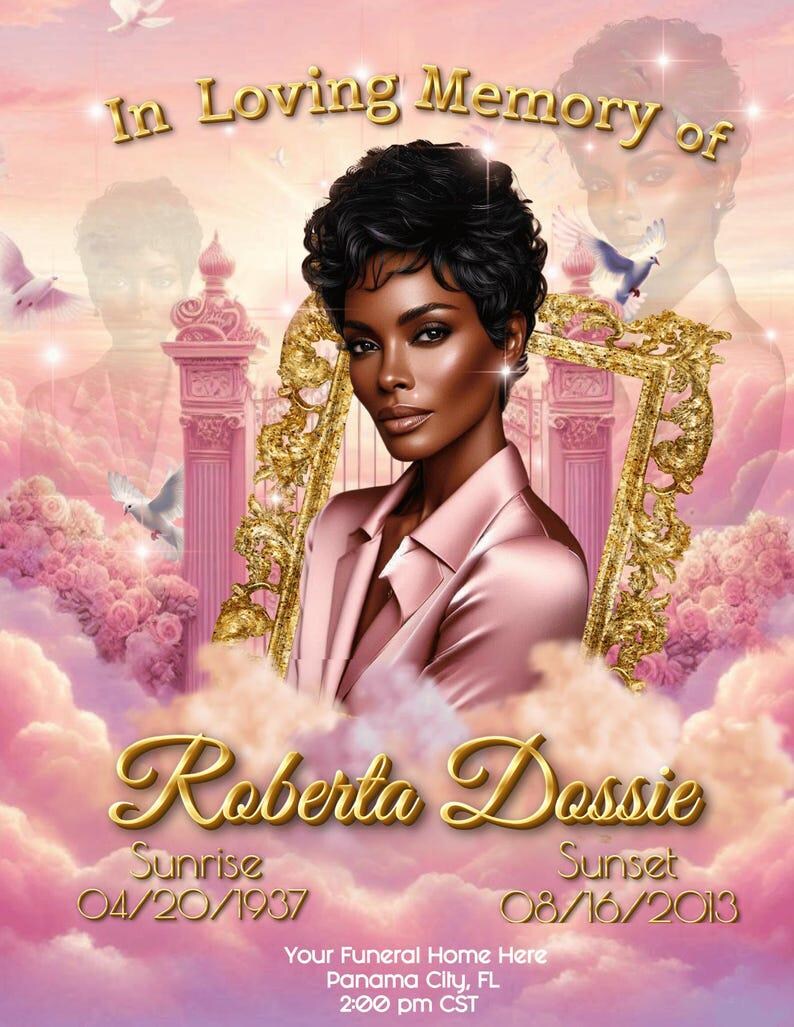 Obituary Booklet Editable 8x11, Multipage Funeral Program, Women