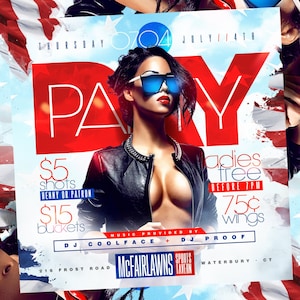 Folleto PSD para fiesta del 4 de julio, totalmente editable, fiesta de DJ, folleto de club, evento social, folleto promocional del 4 de julio, folleto PSD del Día de la Independencia