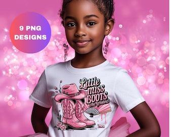 Little miss boots on the ground PNG bundle, little girl trail ride attire, where them fans at, youth cowgirl, rodeo sublimation