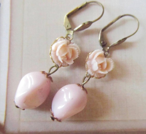 Items similar to Adorable Light Pink Earrings, Pastel colors, Feminine