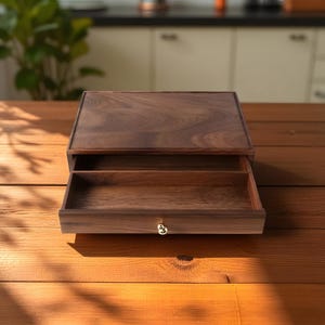 Premium Walnut Multi-Layer Drawer Box – Wooden Calligraphy Pen Holder & Elegant Stationery Organizer for Study Room