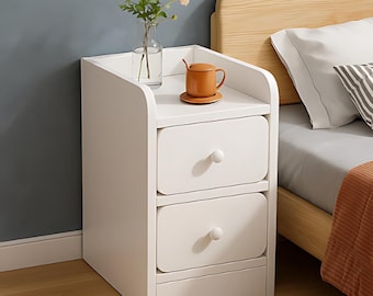 Ultra Narrow Bedside Table: Modern Minimalist Nightstand with 2 Drawers