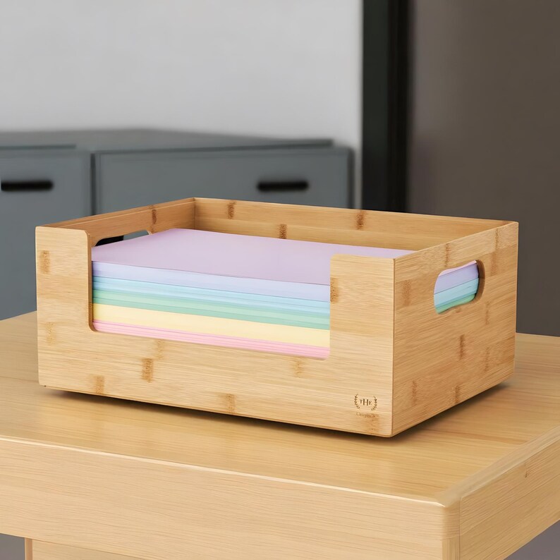 2 Piece Bamboo Stackable Storage Bins, Open Front Organizer Boxes for ...
