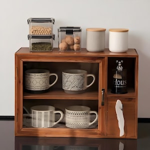 Retro Handmade Wooden Double Door Cabinet | Rustic Storage Organizer | Hotel Decor Display Shelf for Kitchen & Home