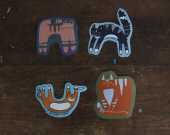 Cat Stickers Set of 4 | Vinyl Stickers | Stationery