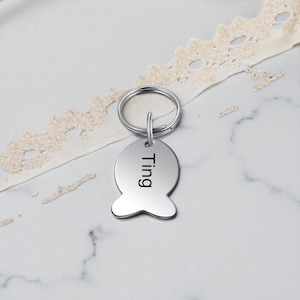 Placa de identificación personalizada de acero inoxidable para mascotas – Placa de identificación personalizada con nombre de perro – Tarjeta de identificación chapada en oro blanco – Placa de identificación grabada para regalo