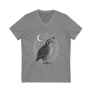 Vintage Quail Graphic V-Neck Tee | Soft Unisex T-Shirt, Nature Lover Gift, Casual Wear, Eco-Friendly Fashion, Bird Lover Apparel
