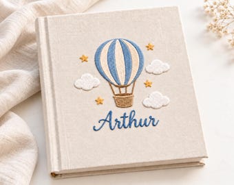 Custom Embroidered Baby Photo Album, Hand Embroidered Baby Photo Album With Sleeves, Baby Shower Gift