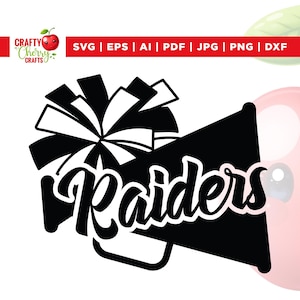 Cheerleader raiders svg, Cheer megaphone, Cricut Cut file, silhouette, digital download, monogram sublimation, silhouette, Digital file.