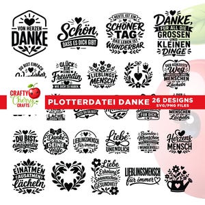 Plotterdatei Danke SVG, Schön dass es dich gibt, SVG alemán, Paquete SVG de mejores amigos alemanes, Deutsche Sprüche Svg, Citas alemanas