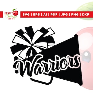 Warriors Svg, Cheer svg, cheerleader svg, pom pom svg, cheer mom, team spirit, megaphone design, Digital file, Files for cricut, Silhouette.