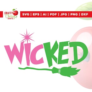 Wicked SVG, Wicked Schrift SVG, Cricut, Sublimation, Wicked Wort SVG, Wicked Besen und Zauberstab svg, Wicked Logo, Wicked Shirt svg, Taschen