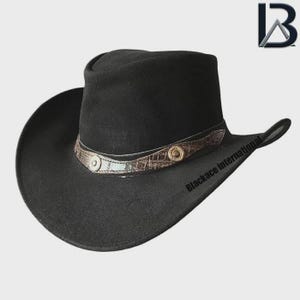 Men’s & Women’s Leather Cowboy Hat | Western Top Hat with Snake Pattern Band