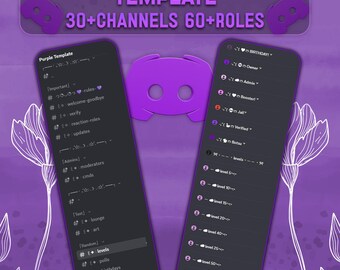 Plantilla de Discord con temática morada / Servidor para juegos, streamers y comunidades