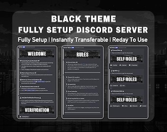 Vollständiges Discord Set-up | Schwarzes Thema | Modern & Professionell | Zocken, Community, Freunde