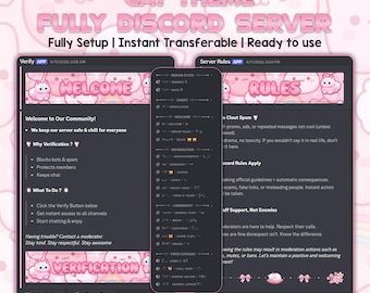 Katzen Theme Discord Einrichten | Kawaii Gaming Community (Instant Download)