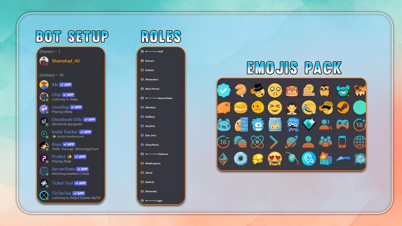 Gradient Roles Blue Orange Discord Server | Gaming Community Setup (instant Transfer ...