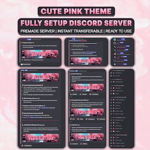 Rosa Discord-server | Fullständigt konfigurerad Kawaii-community (direktöverföring)