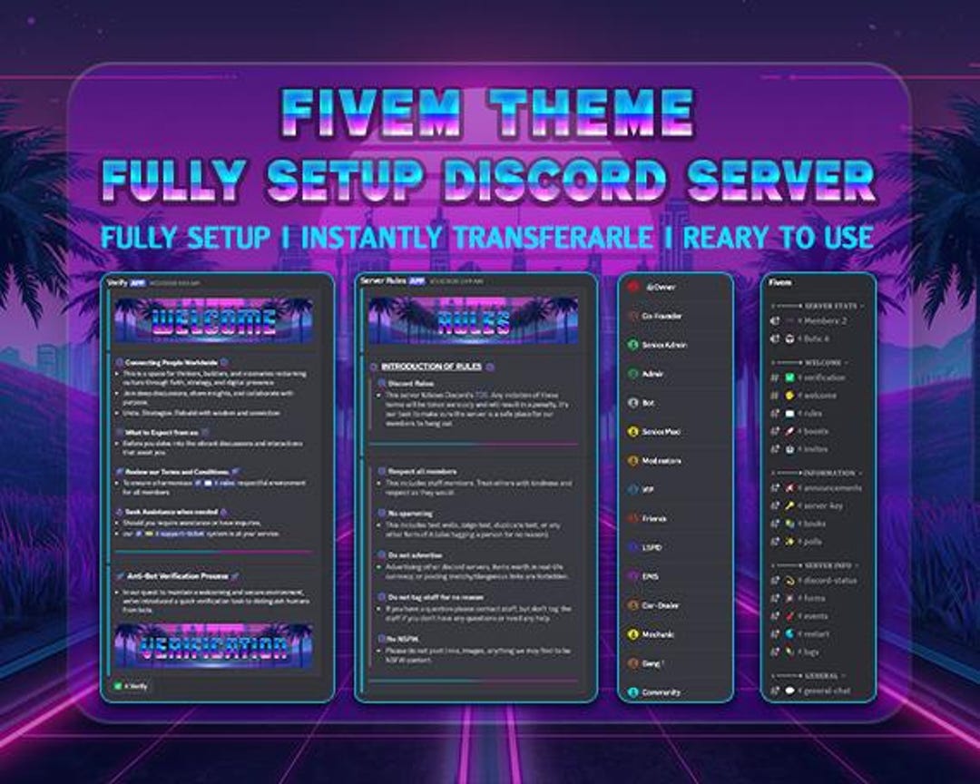 Fully Setup Fivem Themed Discord Server | Ready-to-use GTA RP Community ...