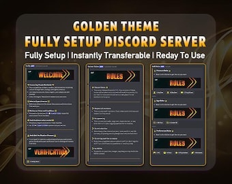 Golden Theme Discord Serer: Vollständig eingerichtet, sofort einsatzbereit