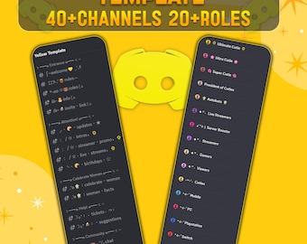 Gelbes Thema Discord Vorlage | Zum Spielen, auf Streamer, Community-Server