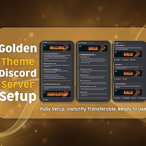 Fully Setup Golden Themed Discord Server | Aesthetic Ready-Made Server | Instant Ownership Transfer