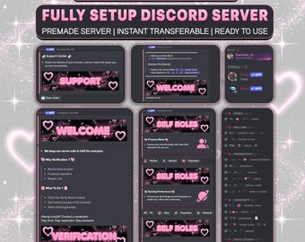 Pink Black Discord Server | Fully Setup Gaming Community (Digital Download)