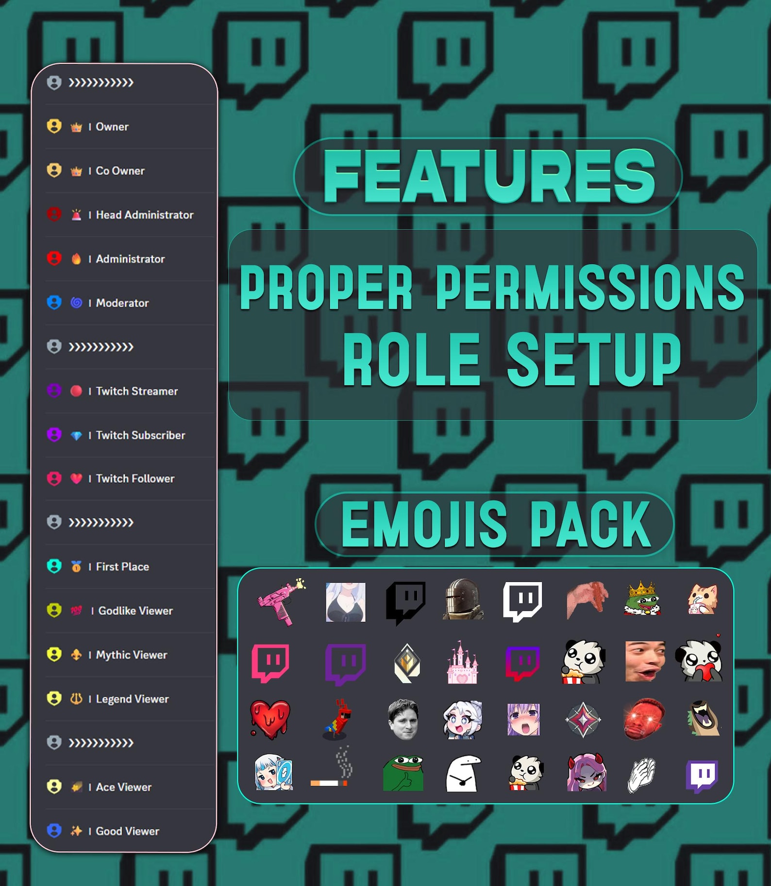 Streamer Roles Twitch Streamer Discord Template | 40+ Channels & Roles - Etsy