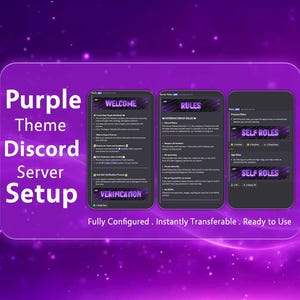 Fully Setup Purple Themed Discord Server | Aesthetic Server Template | Instant Download | Ownership Transfer