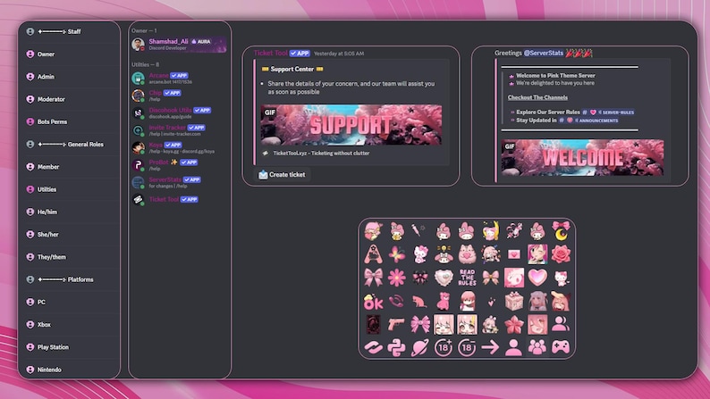 Cute Pink Discord Server Setup | Aesthetic Pink Theme Server | Custom ...