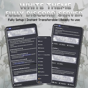 Servidor de Discord con temática blanca / Configuración estética de Discord / Servidor de Discord minimalista y limpio / Comunidad de Discord lista para usar / Descarga instantánea