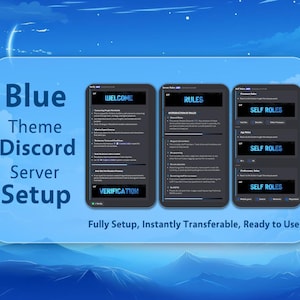 Blue Themed Discord Server: Fully Setup, Ready to Use