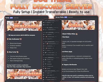 Hunde Theme Discord Servierer | Vollständiges Set-up, sofort übertragbar (Instant Download)