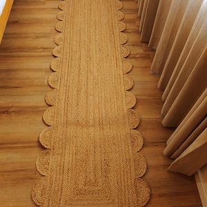 Scalloped Runner Rug, Jute Scallop Rug, Jute Runner Rug, Natural Jute Rug, Hallway Runner Rug, Runner Custom Rug, Custom Size Rug