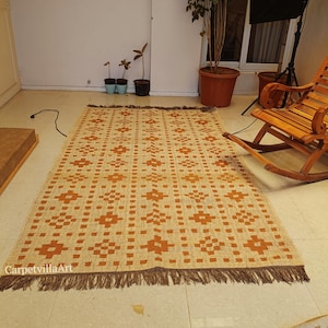 Kilim Runner Handwoven Navajo Kilim Rug Handmade Kilim Dhurrie Rug Motifs, Oriental, Traditional Indian Geometric Kilim Runner Custom Rug