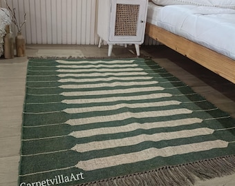 handwoven custom size area rug indian dhurrie wool jute kilim rug