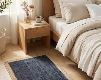 Handwoven Jute Rug: Geometric Braided Area Carpet, Modern Natural Decor (8x10 ft)