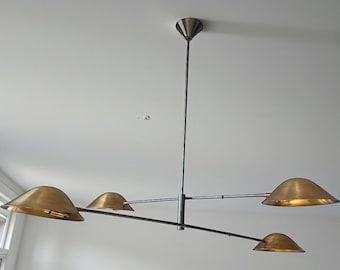 Sputnik-ljuskrona i 50-talsstil – Taklampa i mässing med fyra ljus | Industriell modern belysning |