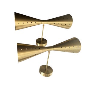 Mid-Century Modern Diabolo Polished Brass Double Wall Sconce | Wall  Lighting Fixture for Bedroom, Bathroom, Entryway,or Kitchen