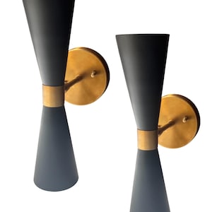 Mid-Century Modern Diabolo Polished Brass Double Wall Sconce | Wall  Lighting Fixture for Bedroom, Bathroom, Entryway,or Kitchen