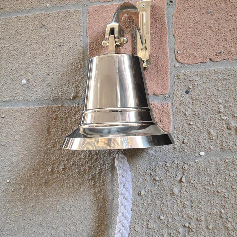 Solid Brass Hanging Wall Bell | Rope Pull, Custom Engraved - Etsy