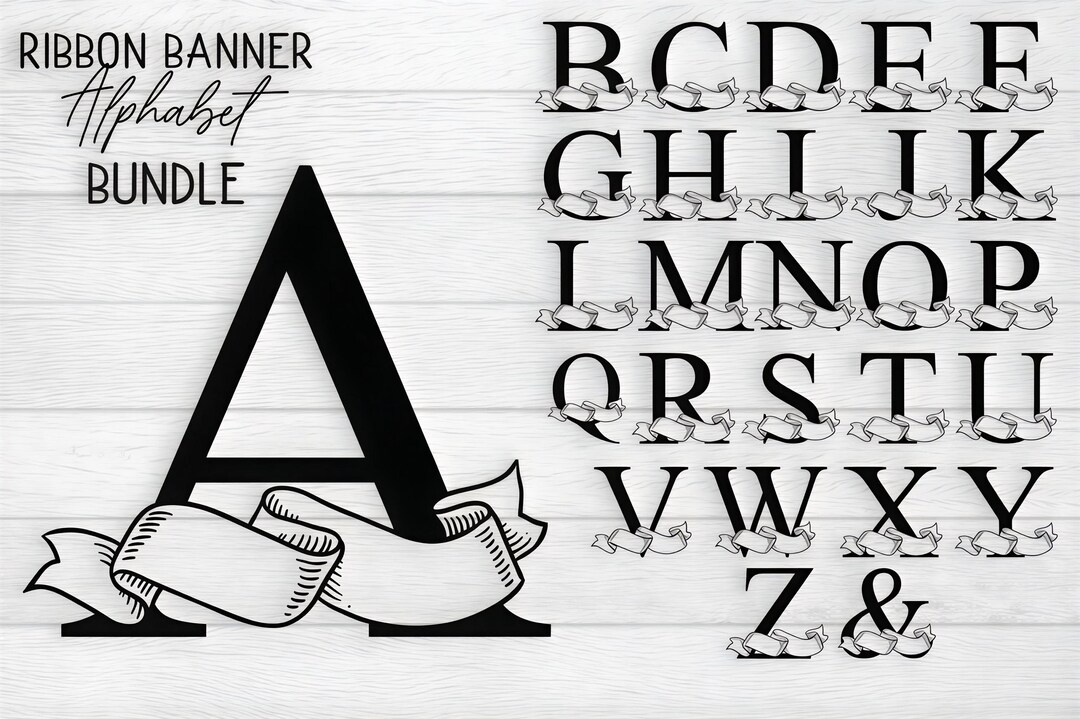 Ribbon Banner Alphabet SVG Bundle | Vintage Letters, Logo Design ...