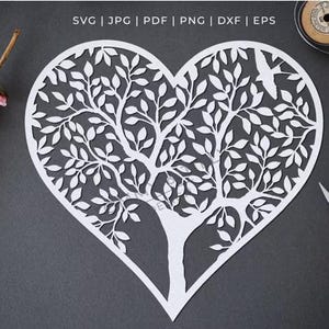 Heart Tree - Papercut Template Svg Eps Dxf Png Pdf Jpg