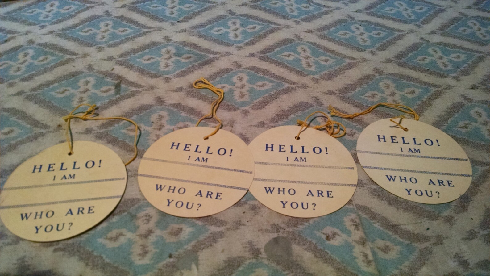 Set of four vintage name tags Etsy